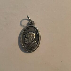 Oval Silver Pendant / medal  religious papal with Engraving